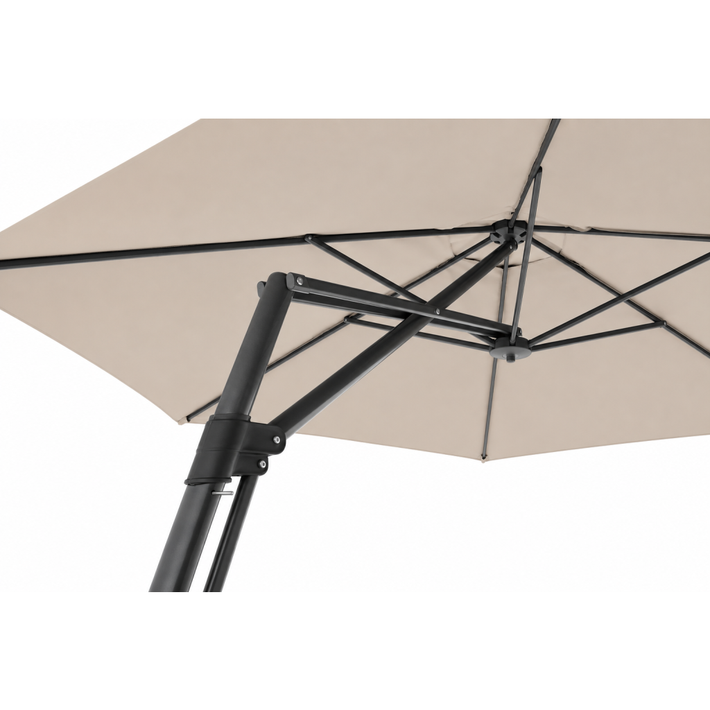 Detail pákového mechanismu a ocelové konstrukce slunečníku Derby ECO 300 cm
