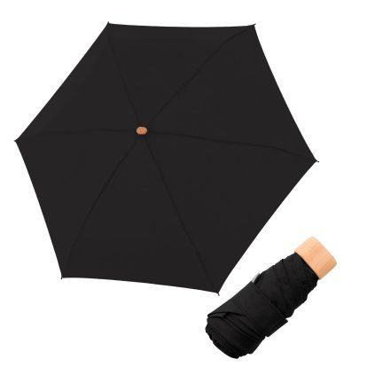 Nature Mini Cork Simply Black dámský skládací deštník  Doppler