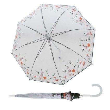 Fiber Long AC Transparent Floral Dreams dámský holový vystřelovací deštník  Doppler