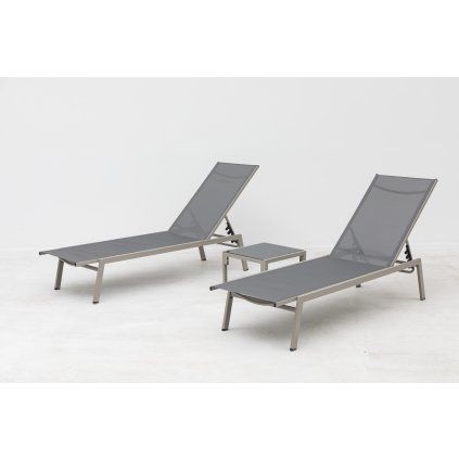 Mare set lehátek + stůl, mocca/ šedá