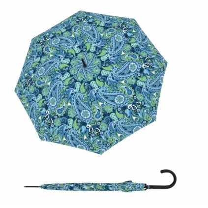 Fiber Flex Long AC Paisley Blue dámský holový vystřelovací deštník  Doppler
