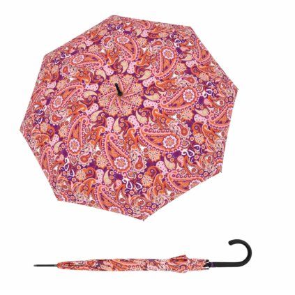 Fiber Flex Long AC Paisley Berry dámský holový vystřelovací deštník  Doppler